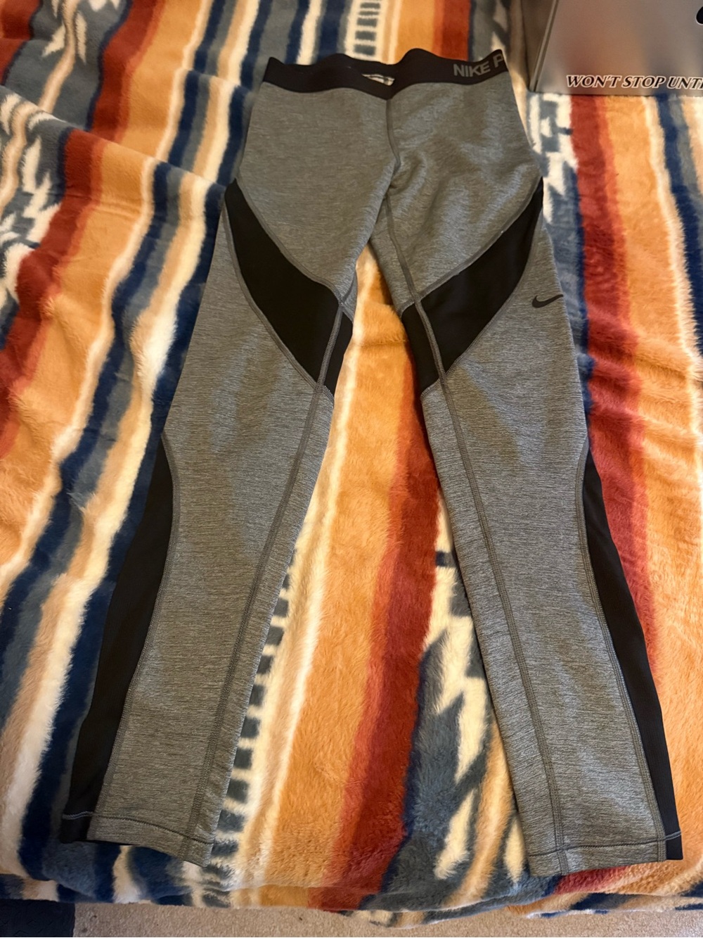 Nike Gray and Black Athletic Leggings